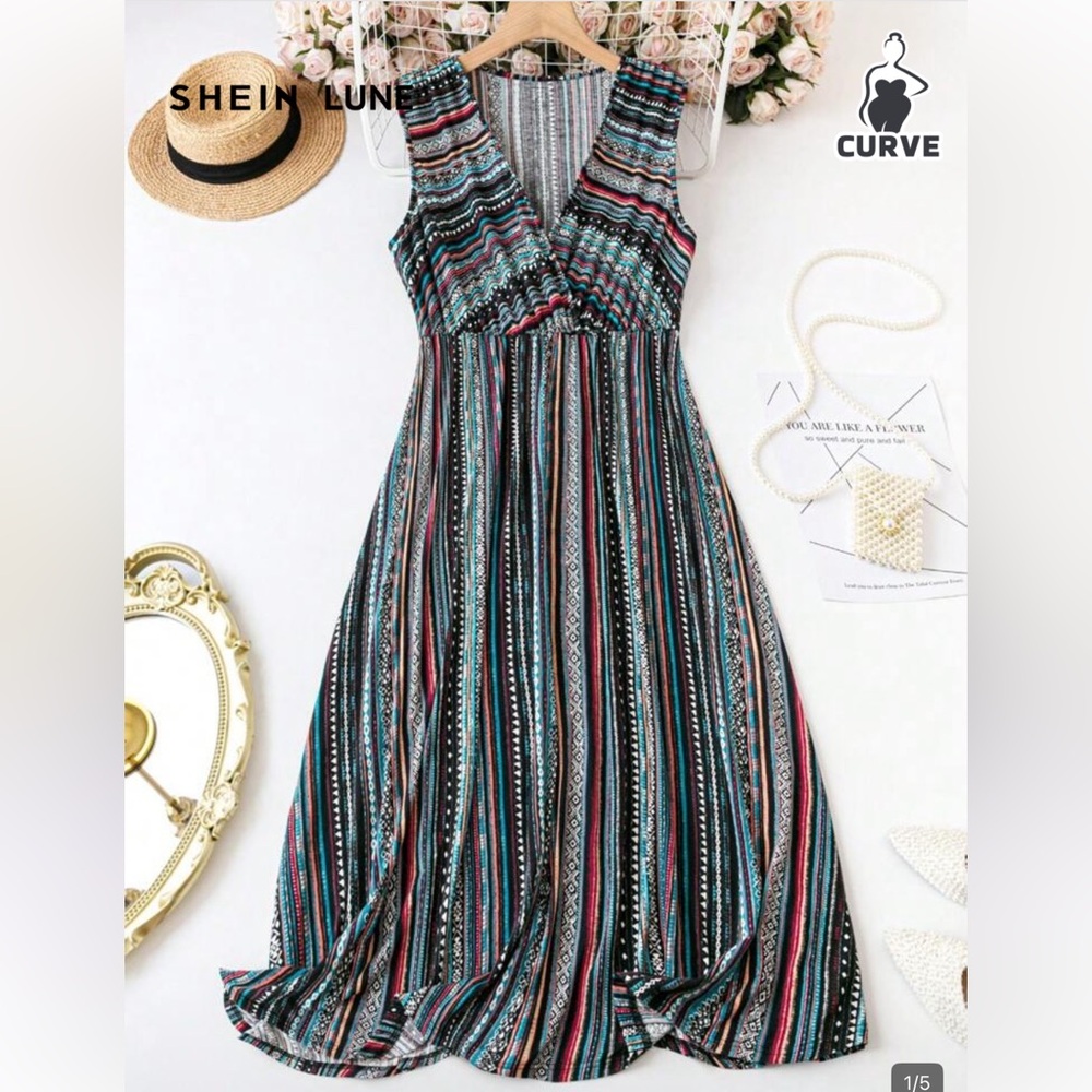 SHEIN Multicolor Striped Maxi Dress